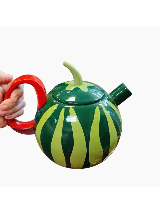 Copco Other - Vintage COPCO Green Enamel Watermelon Tea Kettle 2.5 Quart Red Handle Teapot